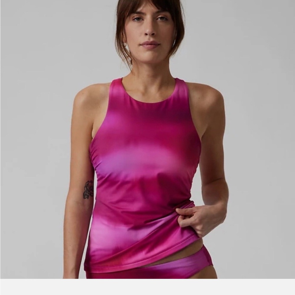 Athleta Maldives Bra Cup 34B/C Tankini & Bikini Bottom Blur Surf Fushia Small